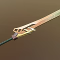Ornate Fantasy Sword With Golden Lightning Accents Green Handle And Shiny Blade Design