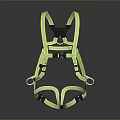 Man Using Fluorescent Green Safety Harness With Black Buckles And Adjustable Straps