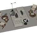 Modern Living Room Sofa Coffee Table Set With Armchairs Floor Lamp And Rug