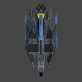 Futuristic Fighter Jet With Sleek Design Blue Black Color And Red Glowing Accents