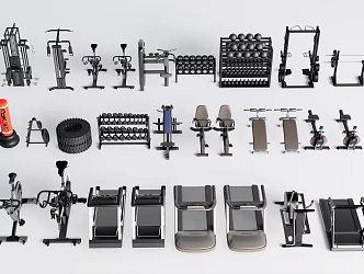 modern fitness equipment fitness equipment sports equipment treadmill dumbbell 3d model