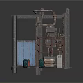 Industrial Equipment Model With Metal Frame Pipes Green Rollers And Components