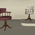 Classic Leather Accent Chairs With Armrests And Wooden Bases Displayed On Platform