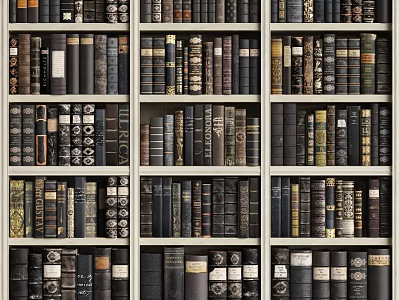 Classic Bookcase Interior Filled With Various Colored Spine Books And Organized Shelves 3d model