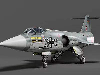 Military Fighter Jet In Gray With German Insignia And Markings 3d model
