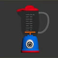 Colorful Blender With Red Lid Blue Base And Transparent Jar With Measurement Markings