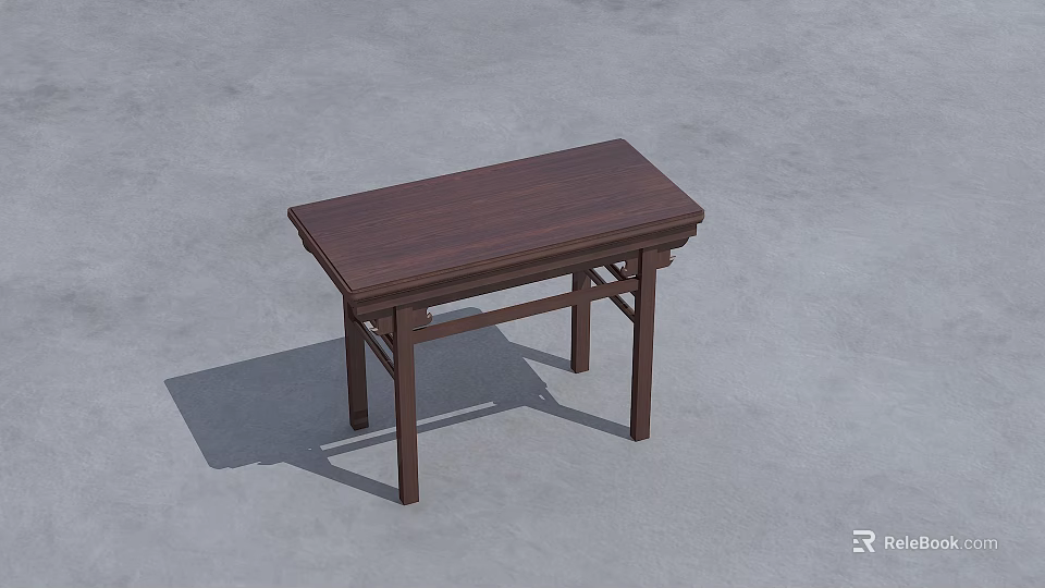 Traditional Wooden Desk With Simple Structure And Rectangular Brown Tabletop 3d model