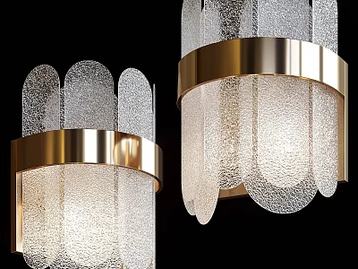 Modern Wall Lamp With Gold Metal Frame And Textured Glass Shade Design 3d model