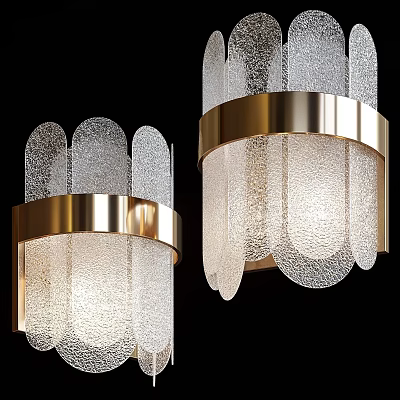 Modern Wall Lamp With Gold Metal Frame And Textured Glass Shade Design 3d model