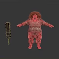 Mythical Character With Plump Body Feathered Headdress Green Red Ornaments Traditional Attire and Ornate Staff