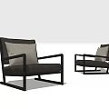 Modern Single Sofa with Black Frame Leather Seat and Light Cushion Two Pieces 3d model