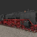 Detailed Classic Black Steam Train With Red Wheels On Railway Tracks
