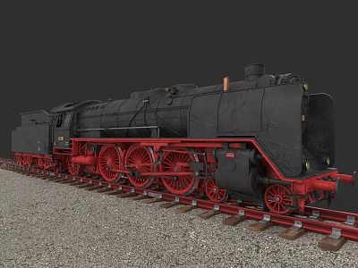 German BR 01 steam locomotive train locomotive German steam engine 3d model