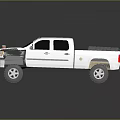 White Pickup Truck With Double Cab Off Road Tires And Roof Lights