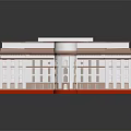 Cartoon Style Building Scenery with Symmetrical Model White Pink Facade Red Base Dome and Reflection