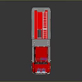 Red Fire Truck With White Accents Extended Ladder And Emergency Equipment