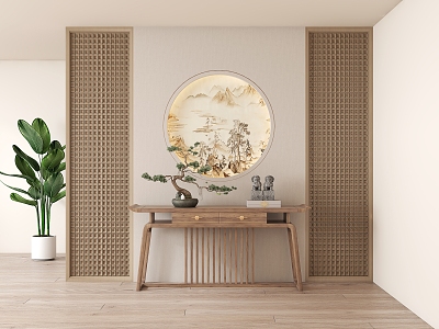 New Chinese style porch background wall end view table model