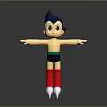 Classic Animated Game Character With Blue Spiky Hair Green Belt Red Rocket Boots And Outstretched Arms