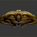 Golden Human Sculpture With Crossed Hands On Chest In Gray Background