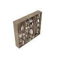Stylish Kitchenware Collection On Wooden Shelves With Ceramic Dishes Glass Jars And Coffee Pots