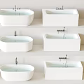 Variety of White Bathtub Designs Arranged in Rows