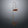 Standing Modern Decorative Ornament Set With Metal Birdcage Frame And Curved Base