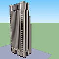 Tall Modern Skyscraper Architectural Model With Vertical Lines And Windows