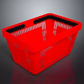 Durable Lightweight Red Plastic Shopping Basket With Black Handles And Mesh Design