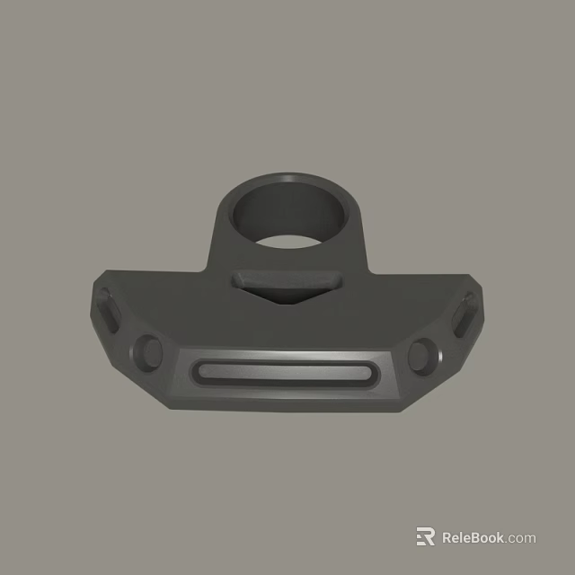 Gray Mechanical Component with Circular Hole Slotted Base and Side Mounts 3d model 