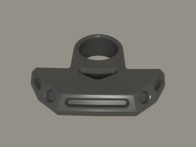 Gray Mechanical Component with Circular Hole Slotted Base and Side Mounts 3d model