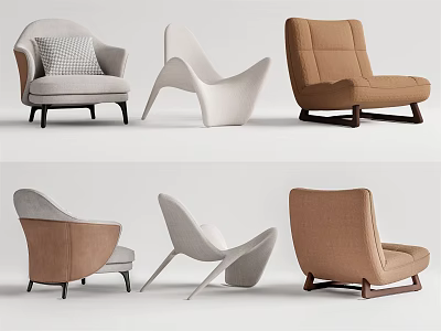 Modern Single Sofa Designs With Various Colors And Stylish Shapes For Home Decor 3d model