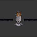 Cartoon Satellite Scene With Solar Panels Orange White Body And Antenna Design
