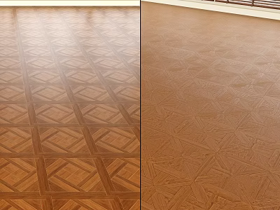 Intricate Geometric Patterned Brown Wooden Flooring For Classic Interior Design 3d model