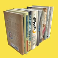 Stack of Various Books With Colorful Covers and Titles on Yellow Background