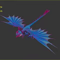 Flying Blue Red Winged 3D Dragon Character With Detailed Mythical Creature Design