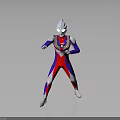 Ultraman Inspired Hero In Red Blue Purple Bodysuit Glowing Eyes Chest Timer Dynamic Fighting Stance