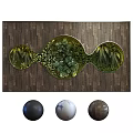 Green Plant Wall Decorative Artwork With Black Background And Oval Design