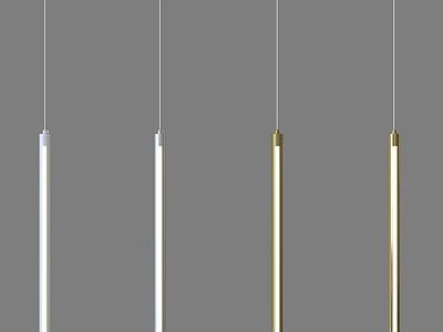 Long Strip Pendant Lights In White And Gold Modern Design For Interior Decor 3d model