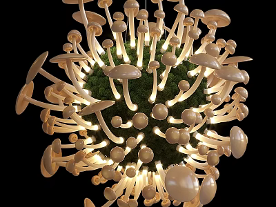 Mushroom Shaped Decorative Ornament Set With Green Center And Illuminated Accents In Spherical Design 3d model
