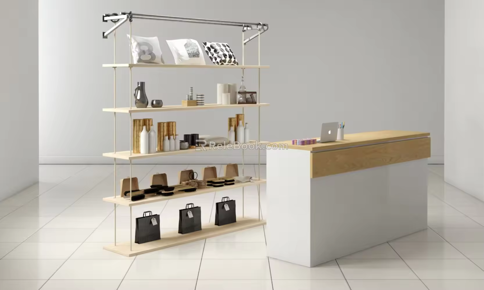Modern shelf supermarket sketch 3d model