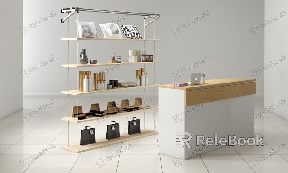 Modern shelf supermarket sketch model