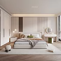 Modern Bedroom Interior With Large Bed Built in Wardrobe Dressing Table And Window Blinds 3d model