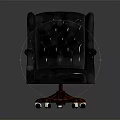 Classic Black Leather Office Chair With Tufted Diamond High Back Armrests Wheels And Wooden Base