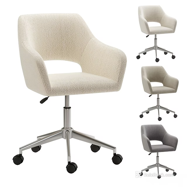 Modern Table And Chair Set With Upholstered Seats Armrests Casters And Various Colors 3d model 
