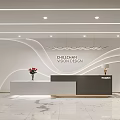 CHILI CHAN VISION DESIGN Modern Reception Desk Featuring White Black Minimalist Design And Flower Decoration