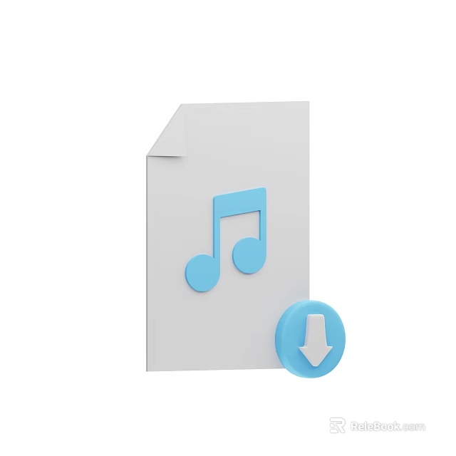 Creative Decorative Ornament Set With Music Note And Download Icon Accents 3d model 