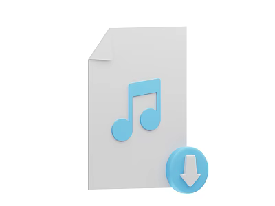 Creative Decorative Ornament Set With Music Note And Download Icon Accents 3d model
