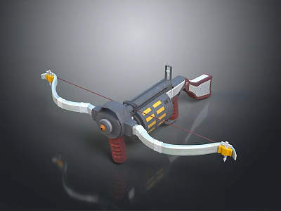 Mechanical Crossbow Weapon With Futuristic Design White Bow Arms And Yellow Red Components 3d model