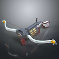 Mechanical Crossbow Weapon With Futuristic Design White Bow Arms And Yellow Red Components
