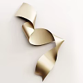 Golden Ribbon Wall Decor with Curled Shapes and Mesh Texture